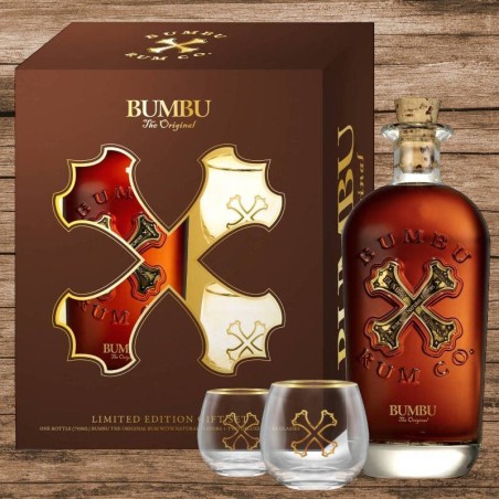 Bumbu Original Barbados Rum in Geschenkverpackung plus 2 Gläser 40% 0,7L